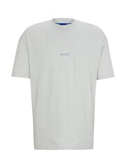 HUGO Grey 3D-Print Logos 100% Cotton Jersey T-Shirt - Image 6 of 6