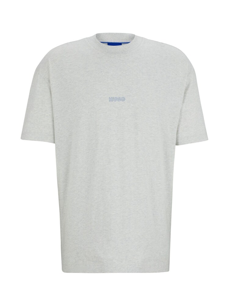 HUGO Grey 3D-Print Logos 100% Cotton Jersey T-Shirt - Image 6 of 6