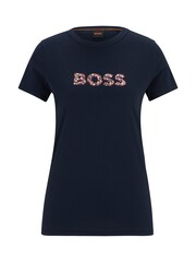 BOSS Blue Logo Artwork 100% Cotton Jersey T-Shirt - Image 4 of 4