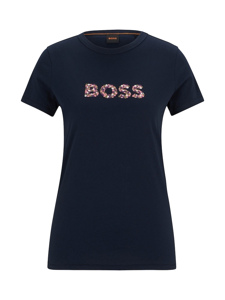 BOSS Blue Logo Artwork 100% Cotton Jersey T-Shirt - Image 4 of 4