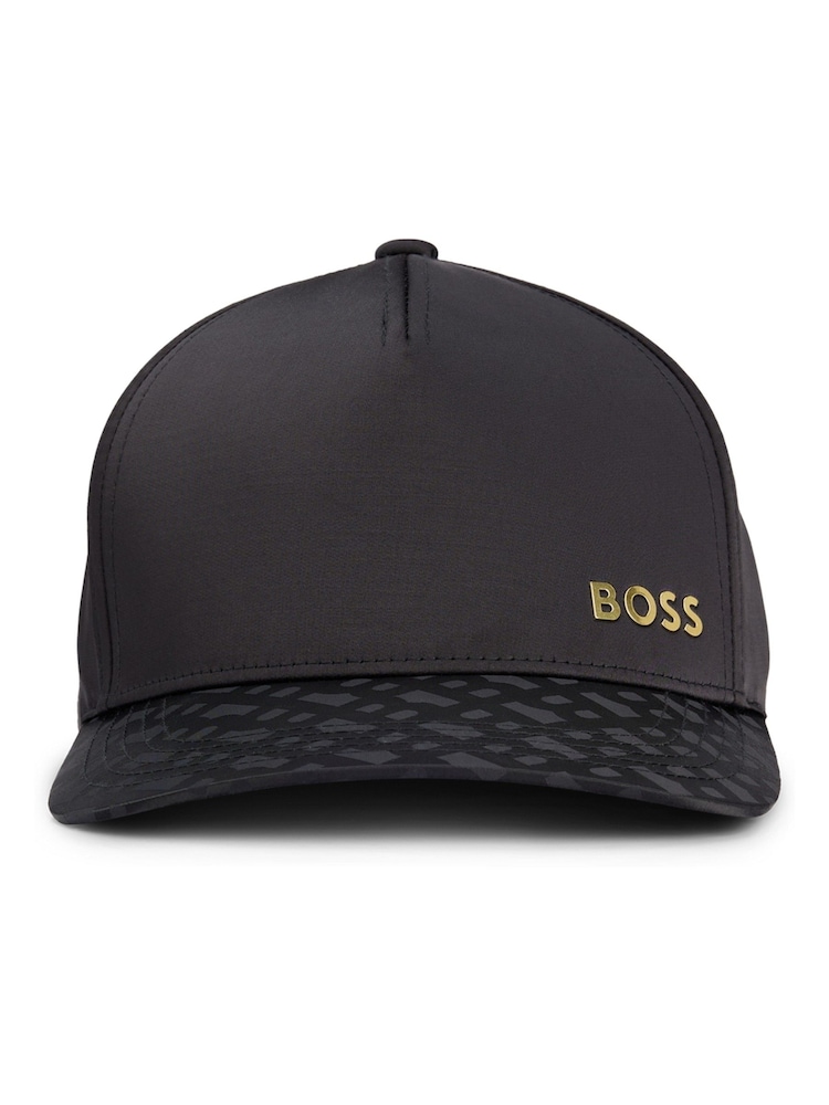 BOSS Black Monogrammed-Visor Cap In Satin - Image 1 of 1