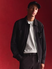 HUGO Black Stacked Logo Cap In Waterproof Twill - Image 4 of 9