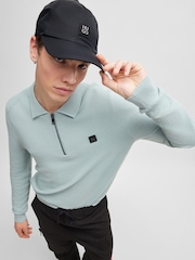 HUGO Black Stacked Logo Cap In Waterproof Twill - Image 5 of 9