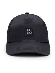 HUGO Black Stacked Logo Cap In Waterproof Twill - Image 7 of 9