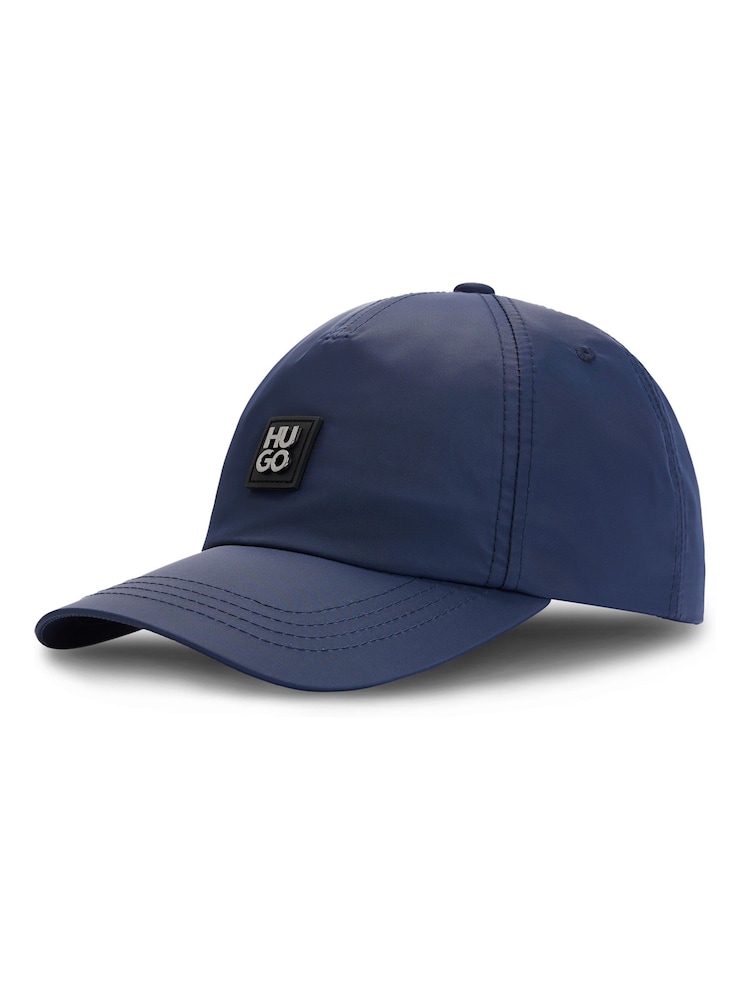 HUGO Blue Stacked-Logo Cap In Waterproof Twill - Image 2 of 5