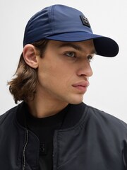 HUGO Blue Stacked-Logo Cap In Waterproof Twill - Image 5 of 5