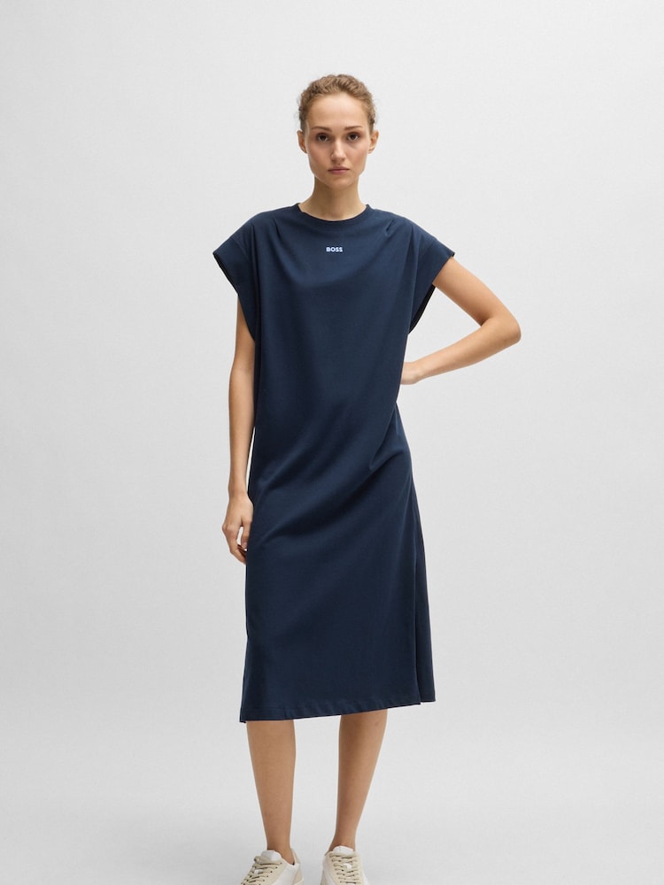 BOSS Blue Jersey 100% Cotton T-Shirt Midi Dress - Image 1 of 5
