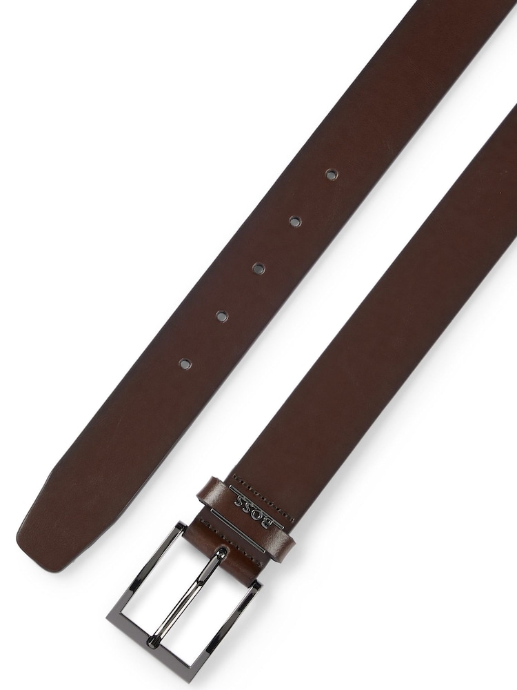 BOSS Brown Logo-Keeper Belt In Italian Leather - Image 2 of 5