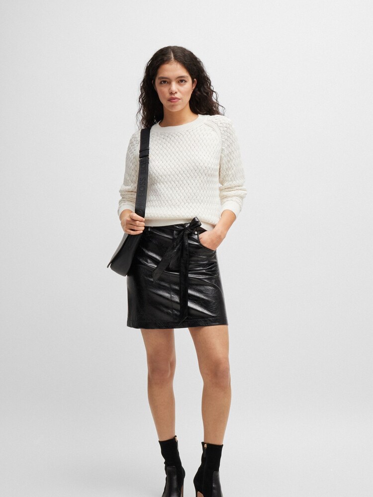 Weiß - BOSS Structured 100% Cotton Sweater - Bild 2 von 3