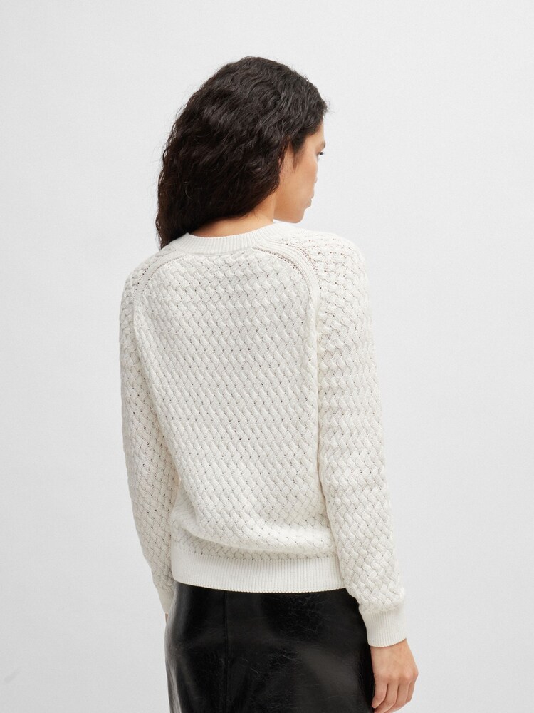 BOSS White Structured 100% Cotton Sweater - Image 3 of 3 BOSS White Structured 100% Cotton Sweater - Image 3 of 3