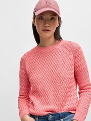 Pink - BOSS Structured 100% Cotton Sweater - Bild 1 von 5