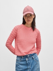 Pink - BOSS Structured 100% Cotton Sweater - Bild 4 von 5