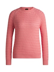 Pink - BOSS Structured 100% Cotton Sweater - Bild 5 von 5