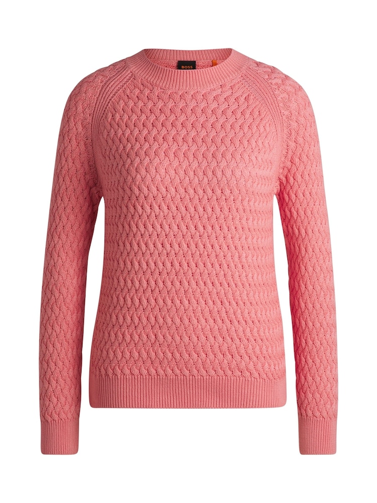 Pink - BOSS Structured 100% Cotton Sweater - Bild 5 von 5