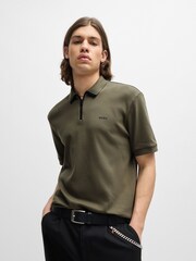 HUGO Natural 100% Cotton Piqué Contrast Logo Polo Shirt - Image 1 of 5