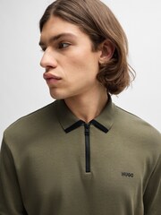 HUGO Natural 100% Cotton Piqué Contrast Logo Polo Shirt - Image 4 of 5
