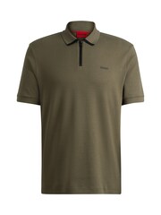 HUGO Natural 100% Cotton Piqué Contrast Logo Polo Shirt - Image 5 of 5