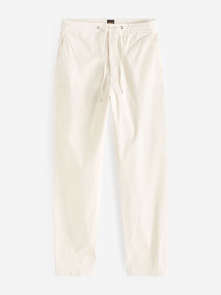 BOSS White Drawcord-Waist Trousers Stretch Cotton - Image 1 of 5 BOSS White Drawcord-Waist Trousers Stretch Cotton - Image 1 of 5