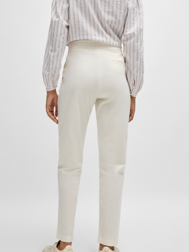 BOSS White Drawcord-Waist Trousers Stretch Cotton - Image 2 of 5