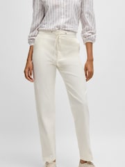 BOSS White Drawcord-Waist Trousers Stretch Cotton - Image 3 of 5