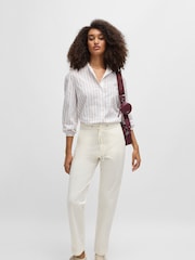 BOSS White Drawcord-Waist Trousers Stretch Cotton - Image 4 of 5