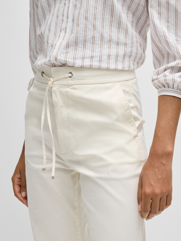 BOSS White Drawcord-Waist Trousers Stretch Cotton - Image 5 of 5