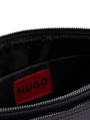 HUGO Black Belt Bag With Contrast Logo And Mesh Overlay - Image 3 of 6