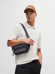 HUGO Black Belt Bag With Contrast Logo And Mesh Overlay - Image 5 of 6