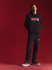 HUGO Black Logo Print 100% Cotton Terry Hoodie - Image 5 of 10