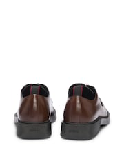 HUGO Brown Piping Detail Derby Shoes In Leather - Image 2 of 4