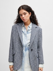 BOSS Blue BOSS Denim-Effect Tweed Jacket - Image 1 of 5