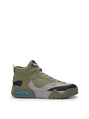HUGO Grey Mesh and Faux Leather High Top Trainers - Image 1 of 8