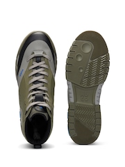 HUGO Grey Mesh and Faux Leather High Top Trainers - Image 7 of 8