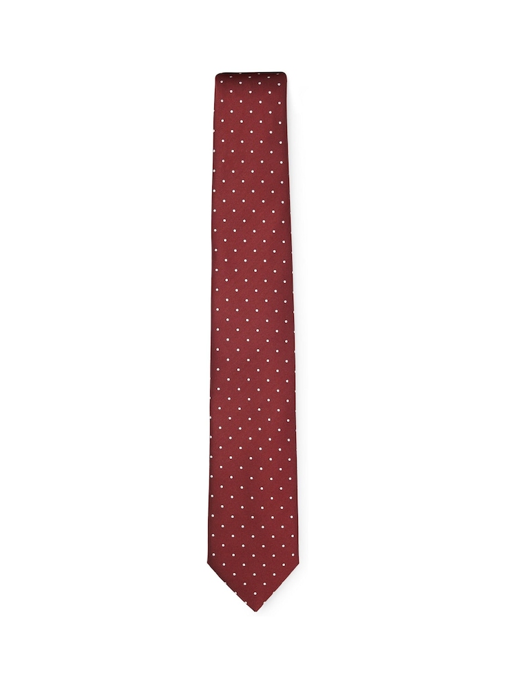 BOSS Red Jacquard Pattern Tie in a Silk Blend - Image 2 of 3 BOSS Red Jacquard Pattern Tie in a Silk Blend - Image 2 of 3