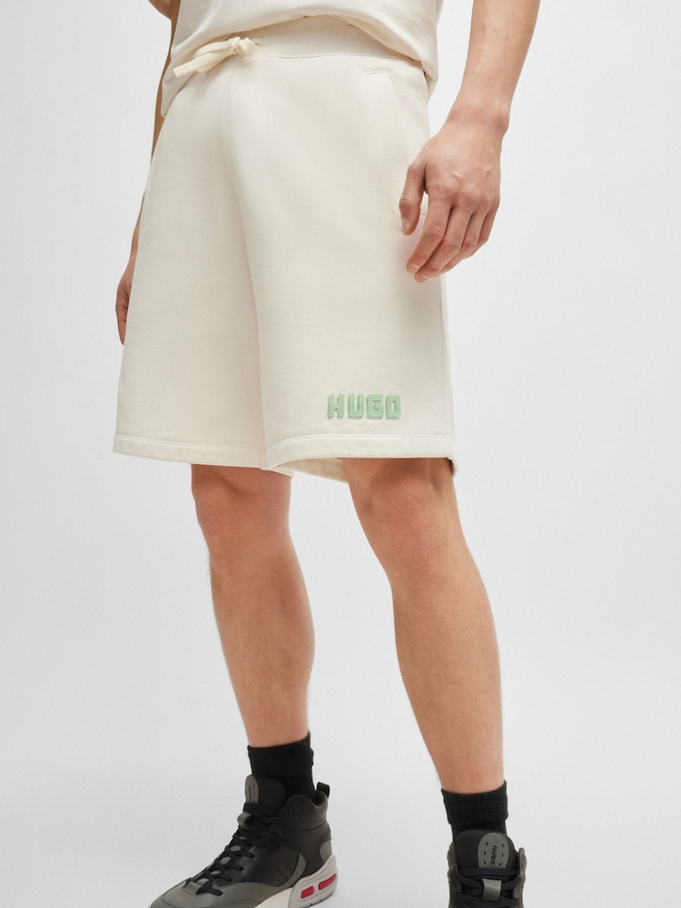 HUGO White Logo Detail 100% Cotton Terry Shorts - Image 1 of 6