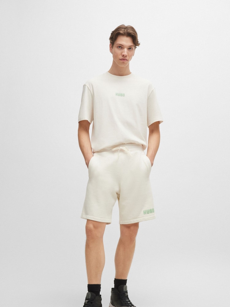 HUGO White Logo Detail 100% Cotton Terry Shorts - Image 2 of 6