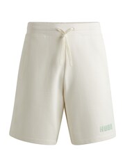HUGO White Logo Detail 100% Cotton Terry Shorts - Image 5 of 6