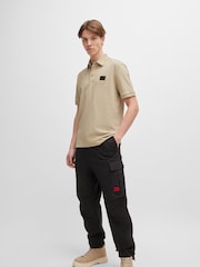 Natur - HUGO Cotton Piqué Logo Label Polo Shirt - Bild 2 von 5