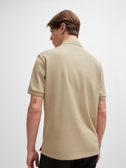 Natur - HUGO Cotton Piqué Logo Label Polo Shirt - Bild 3 von 5