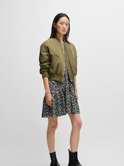 BOSS Blue BOSS V-Neck Printed Satin Dress With Gathered Sleeves - Image 3 of 5
