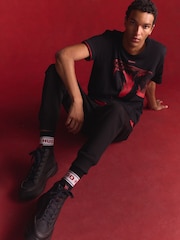 HUGO Black Red-Detail High-Top Trainers - Image 6 of 9