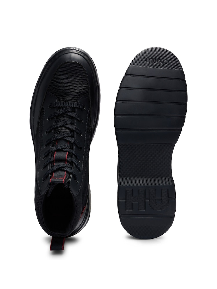 HUGO Black Red-Detail High-Top Trainers - Image 9 of 9