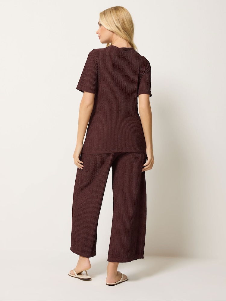 M&Co Brown Textured Top And Trousers Set - Image 2 of 5 M&Co Brown Textured Top And Trousers Set - Image 2 of 5