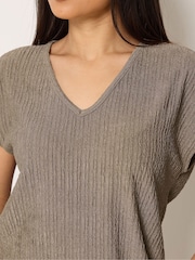 M&Co Brown Petite Textured Top And Trousers Set - Image 3 of 5