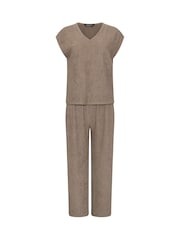 M&Co Brown Petite Textured Top And Trousers Set - Image 5 of 5