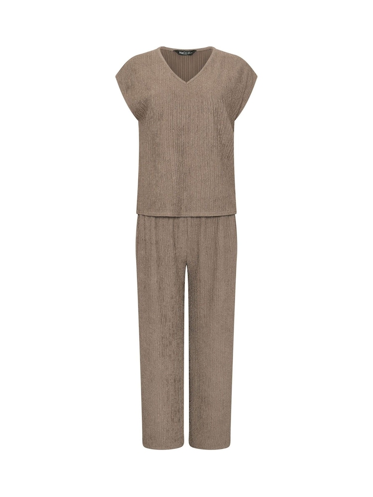 M&Co Brown Petite Textured Top And Trousers Set - Image 5 of 5
