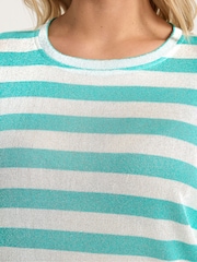 Yours Curve Green Stripe Metallic Drop Shoulder Tunic Top - Image 4 of 5