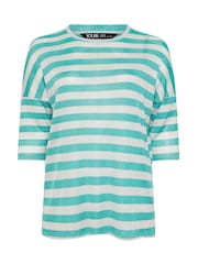 Yours Curve Green Stripe Metallic Drop Shoulder Tunic Top - Image 5 of 5