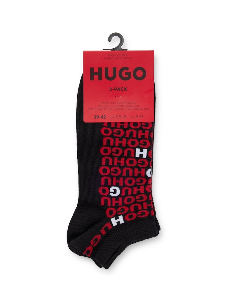 HUGO Black Cotton Blend  An Ankle Length Socks 2 Pack - Image 2 of 3