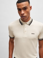 BOSS White Paddy Tipped 100% Cotton Polo Shirt - Image 4 of 5